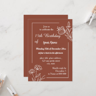 Einfache Terrakotta-Blumengeburt Einladung
