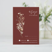 Einfache Terrakotta Herbst Wildblumen Hochzeit RSVP Karte (Stehend Vorderseite)