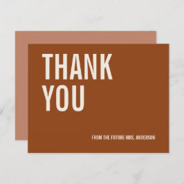 Einfache Terrakotta Typografie Bridal Dankeschön K Dankeskarte