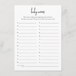 Einfache Text Baby Names Duschspielkarte Einladung