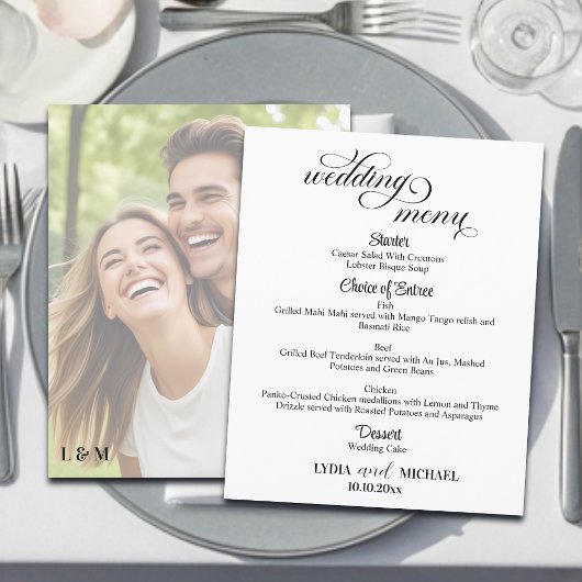 Einfache Text-Foto-Overlay-Hochzeitsmenü