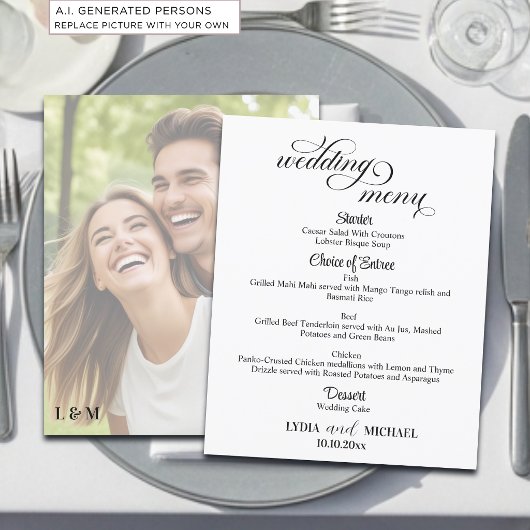 Einfache Text-Foto-Overlay-Hochzeitsmenü