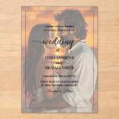 Einfache Text-Overlay-Foto-Hochzeit Acryleinladungen (Vorderseite)