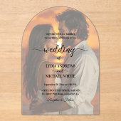 Einfache Text-Overlay-Foto-Hochzeit Acryleinladungen (Vorderseite)