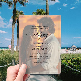 Einfache Text-Overlay-Foto-Hochzeit Acryleinladungen