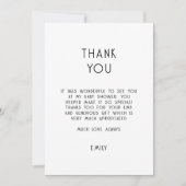 Einfache Text Schwarz-weiß Baby Dusche Vielen Dank Karte (Vorderseite)