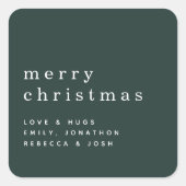 Einfache Textbezeichnung Frohe Weihnachten Grün Quadratischer Aufkleber (Vorderseite)