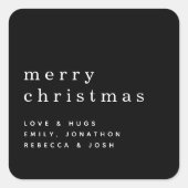 Einfache Textbezeichnung Frohe Weihnachten Weiß Sc Quadratischer Aufkleber (Vorderseite)