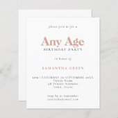Einfache Textblush-Alter Geburtstagseinladung (Vorne/Hinten)