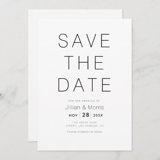 Einfache Texteinladung Save the Date Einladung (Vorne/Hinten)