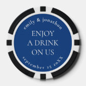 Einfache Textnamen Datum Hochzeit Blue Drink Token Pokerchips (Vorderseite)