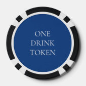 Einfache Textnamen Datum Hochzeit Blue Drink Token Pokerchips (Rückseite)