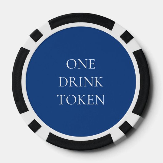 Einfache Textnamen Datum Hochzeit Blue Drink Token Pokerchips (Rückseite)
