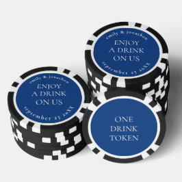 Einfache Textnamen Datum Hochzeit Blue Drink Token Pokerchips