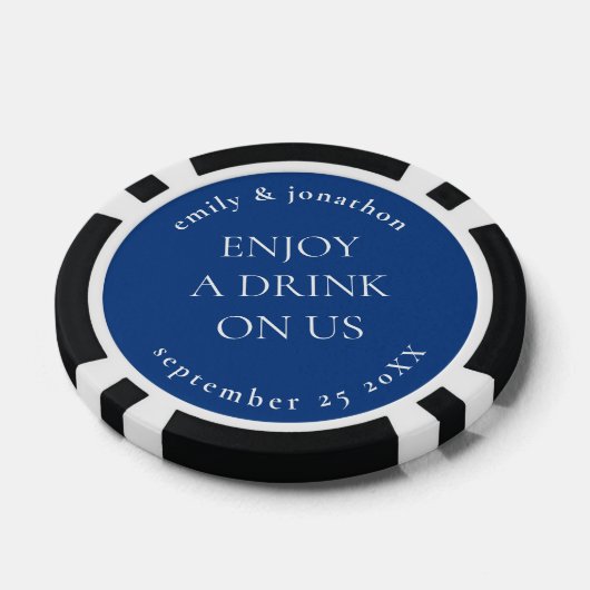 Einfache Textnamen Datum Hochzeit Blue Drink Token Pokerchips (Einzeln)