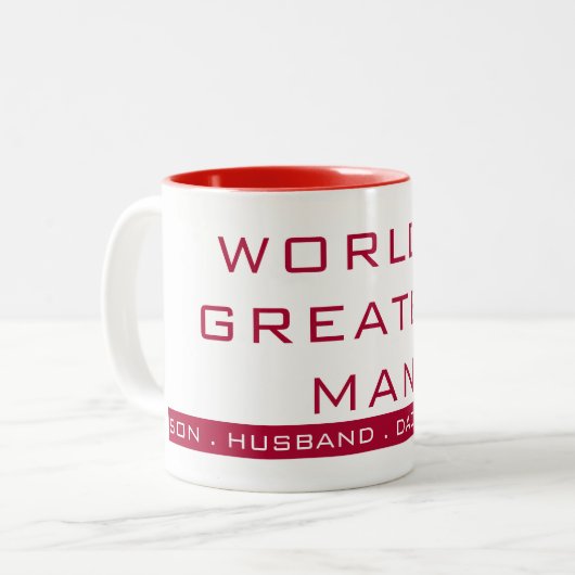 Einfache TextTypografie Zweifarbige Tasse (Vorderseite Links)