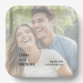 Einfache Textüberlagerung Foto-Hochzeit Pappteller (Vorderseite)
