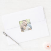 Einfache Textüberlagerung Foto-Hochzeit Quadratischer Aufkleber (Umschlag)