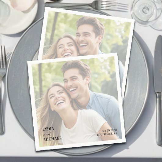 Einfache Textüberlagerung Foto-Hochzeit Serviette