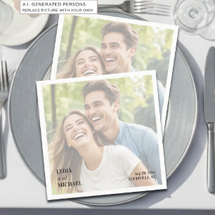 Einfache Textüberlagerung Foto-Hochzeit Serviette