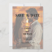 Einfache Textüberlagerungs-Foto Save The Date (Vorderseite)