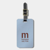 Einfache Textur Blue Brown Monogram Gepäckanhänger (Vorderseite vertikal)