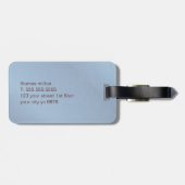 Einfache Textur Blue Brown Monogram Gepäckanhänger (Rückseite horizontal)