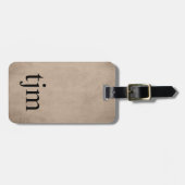 Einfache Textur braun schwarz Monogramm Gepäckanhänger (Vorderseite horizontal)