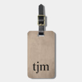Einfache Textur braun schwarz Monogramm Gepäckanhänger (Vorderseite vertikal)