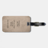 Einfache Textur braun schwarz Monogramm Gepäckanhänger (Rückseite horizontal)