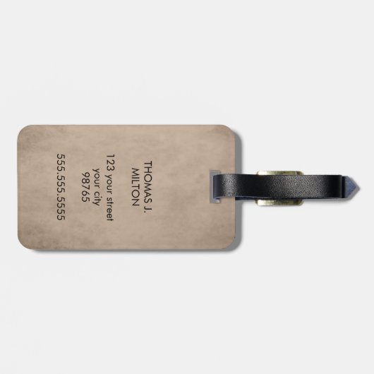 Einfache Textur braun schwarz Monogramm Gepäckanhänger (Rückseite horizontal)