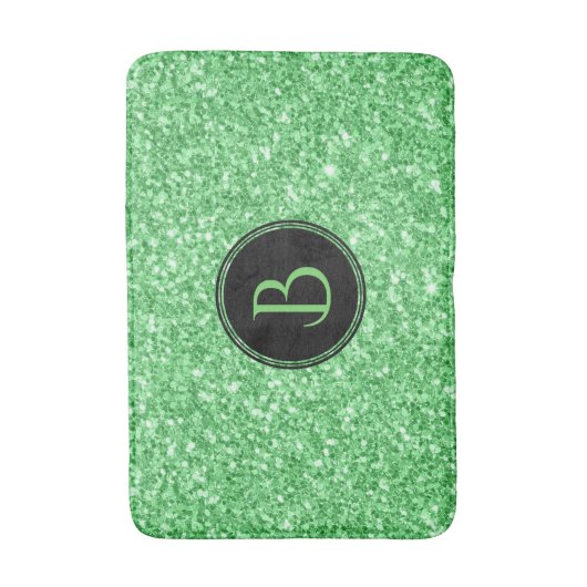 Einfache Textur des grünen Glitzer mit Monogramm Badematte (Vorderseite Vertikal)