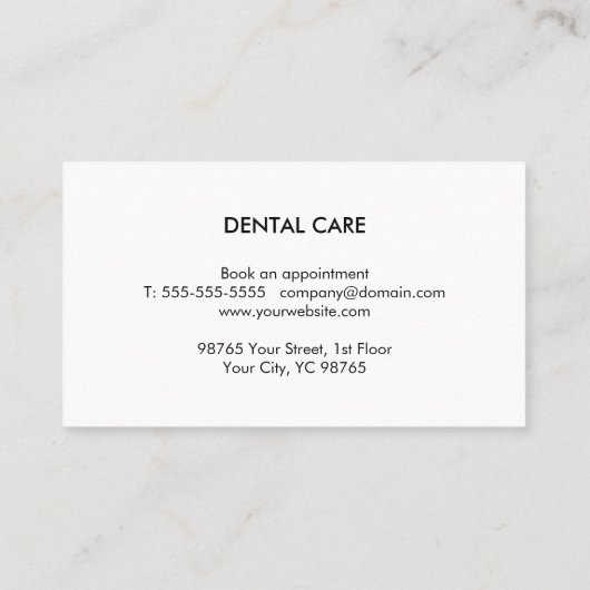 Einfache Textur Graue weiße Zähne Logo Zahnarzt Visitenkarte (Rückseite)