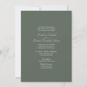 Einfache tiefe grüne feierliche Hochzeit Einladung