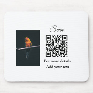 Einfache Tiernamendetails QR-Code Textfoto hinzufü Mousepad