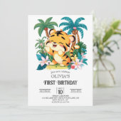 Einfache Tiger 1. Geburtstag digital Einladung (Stehend Vorderseite)