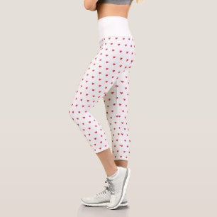 Einfache Tiny Heart Pattern - Rosa und Weiße Mädch Capri Leggings