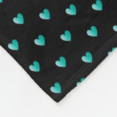 Einfache Tiny Heart Pattern - Schwarze und Aquamar Fleecedecke (Ecke)