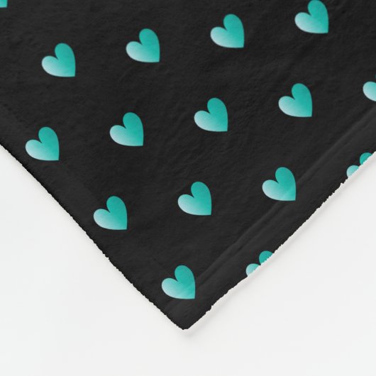 Einfache Tiny Heart Pattern - Schwarze und Aquamar Fleecedecke (Ecke)