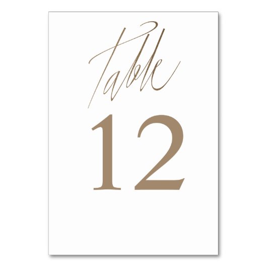 Einfache Tischnummer aus Gold und Weiß (Rückseite)