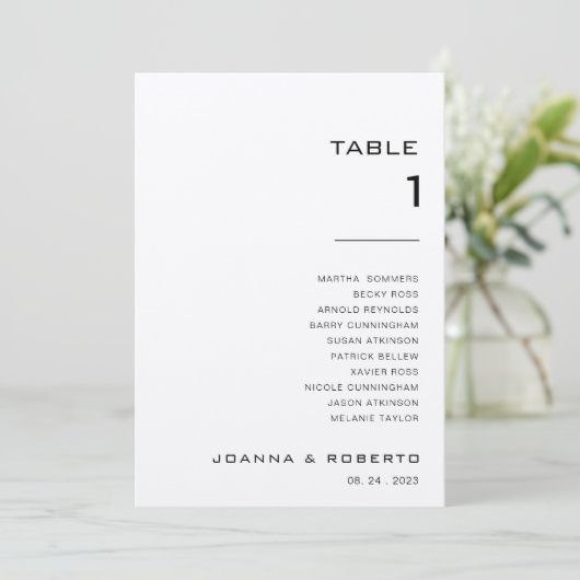 Einfache Tischnummer der Kraft 1 Sitzkarte (Stehend Vorderseite)