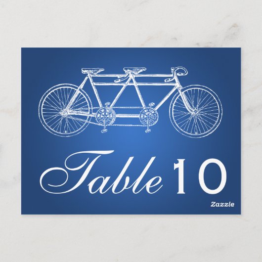 Einfache Tischnummer Tandem Fahrrad Blau (Rückseite)
