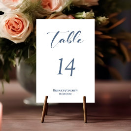 Einfache Tischnummer von Dusty Blue Text Wedding