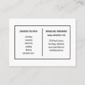 Einfache Tool Handyman Services Business Card Visitenkarte (Rückseite)