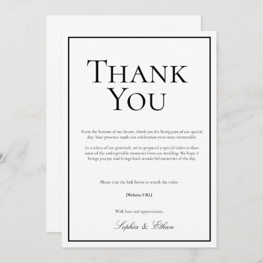 Einfache traditionelle digitale Dankeschön-Karte Einladung (Vorne/Hinten)