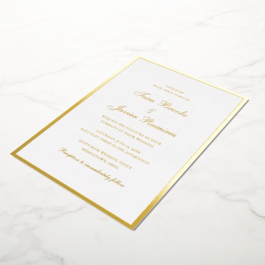 Einfache traditionelle formale Hochzeit Folieneinladung (Gedreht)