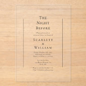 Einfache traditionelle Hochzeit am Vorabend Acryleinladungen (Vorderseite)