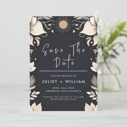Einfache traditionelle Hochzeit ohne Verlängerung Save The Date (Stehend Vorderseite)