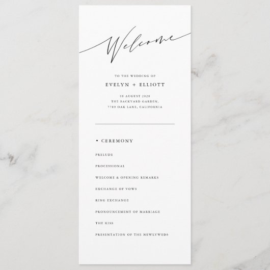 Einfache traditionelle katholische Hochzeitsfeier Programm (Vorderseite)