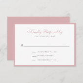 Einfache, traditionelle, rosa Rose Hochzeit RSVP Karte (Vorne/Hinten)